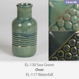 Sea Green EL130 over Waterfall EL117 Glaze Combination